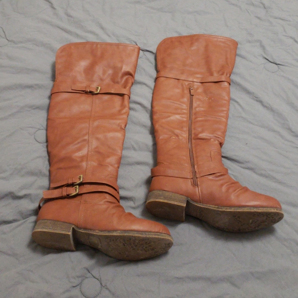 Tan knee high boots $8